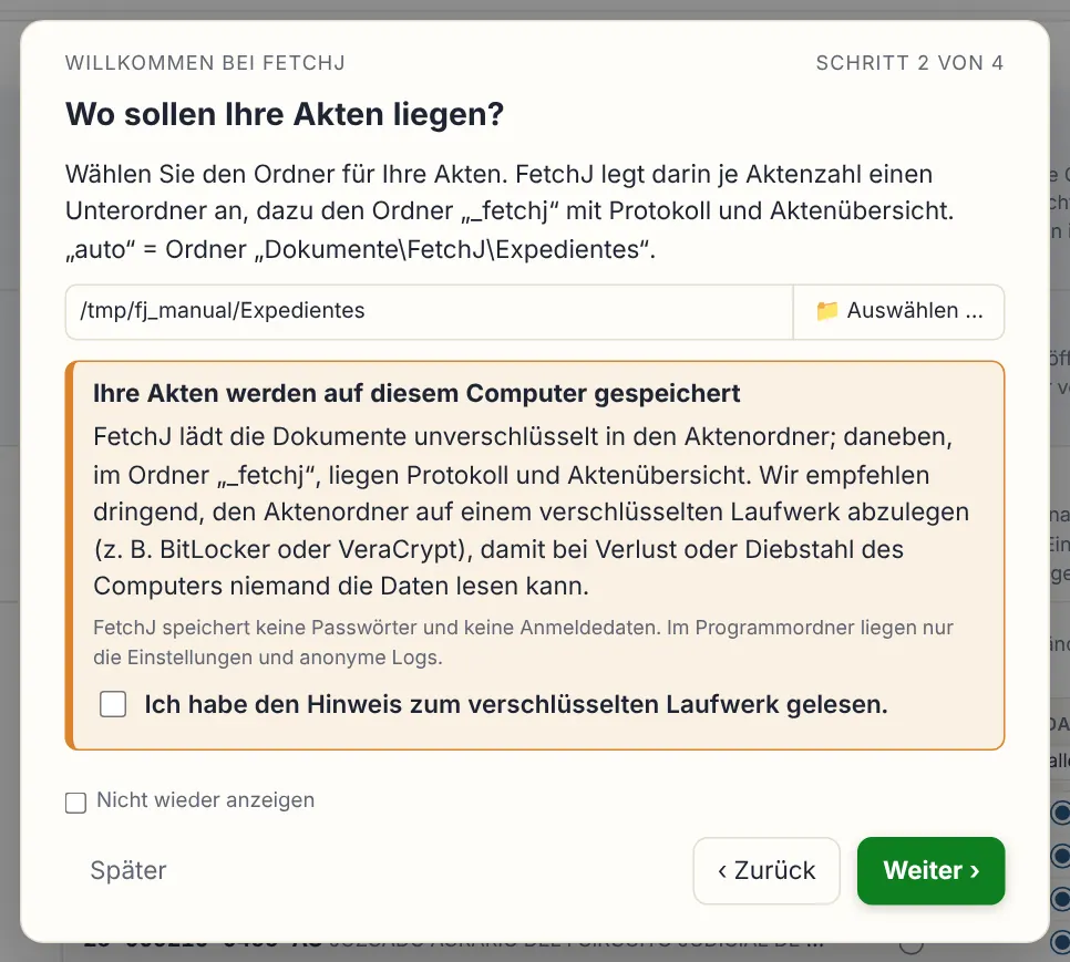 Der Assistent beim ersten Start